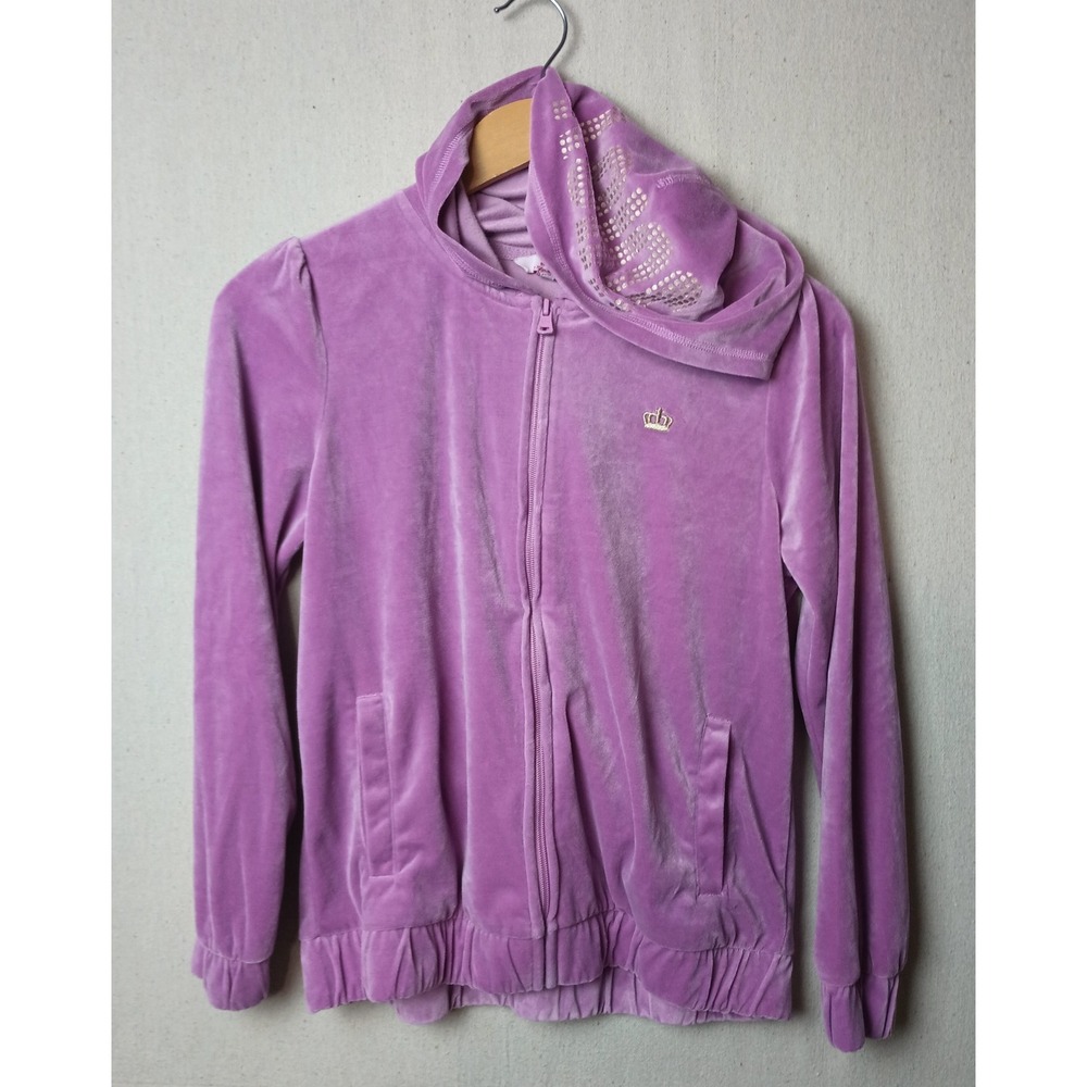 Juicy Couture Velour Hoodie Full Zip Crownโ Logo Lavender L Plus Track Jacket K